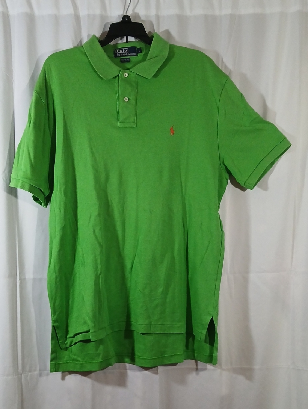 Polo Ralph Lauren Mens Large Lime Green Polo Shirt Orange Pony Logo